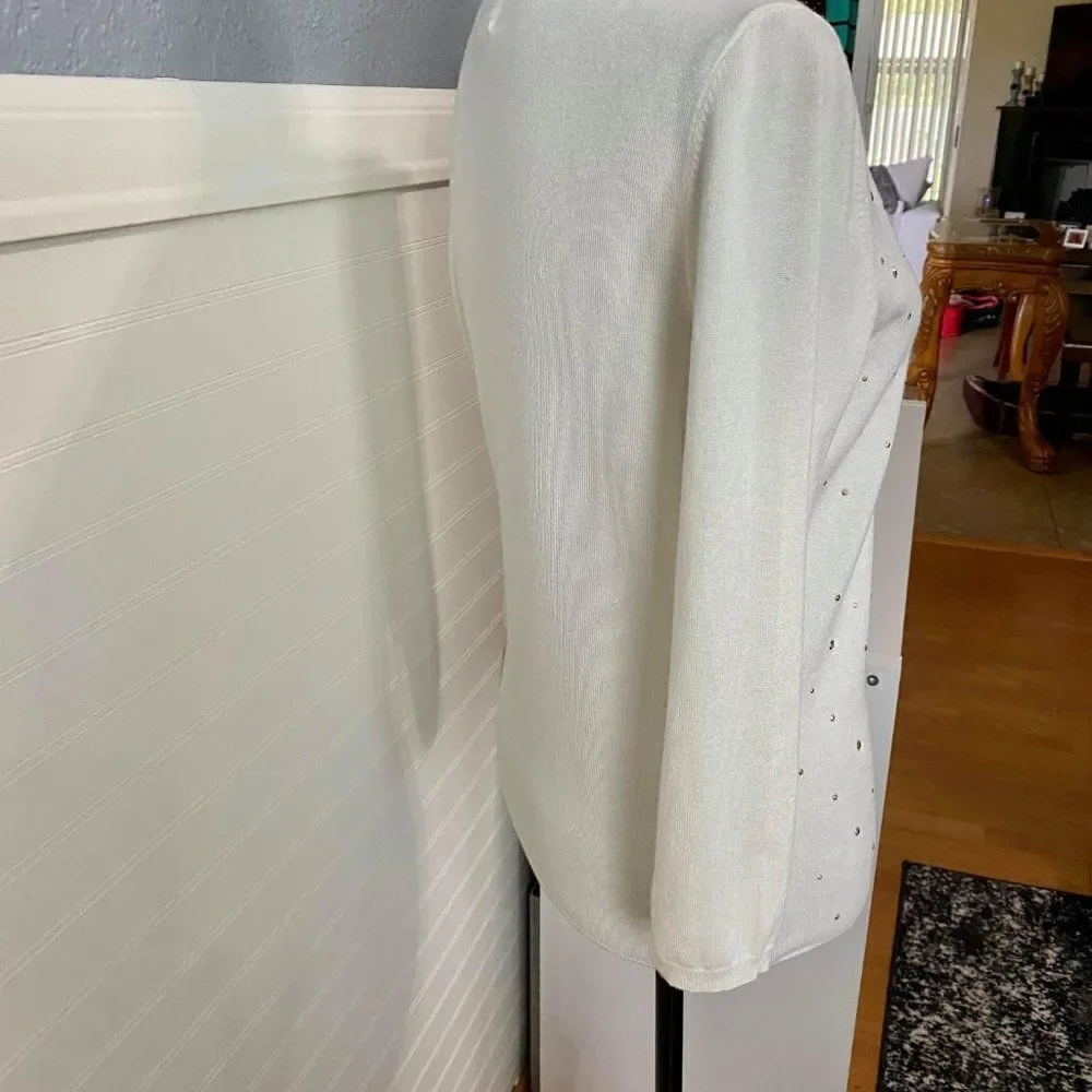 Ruby Rd Petite Cream Sweater w/ Rhinestones